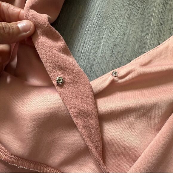 Fashion Nova Dusty Pink Ruffle Dress Small Feminine Surplice Wrap - Picture 5 of 11